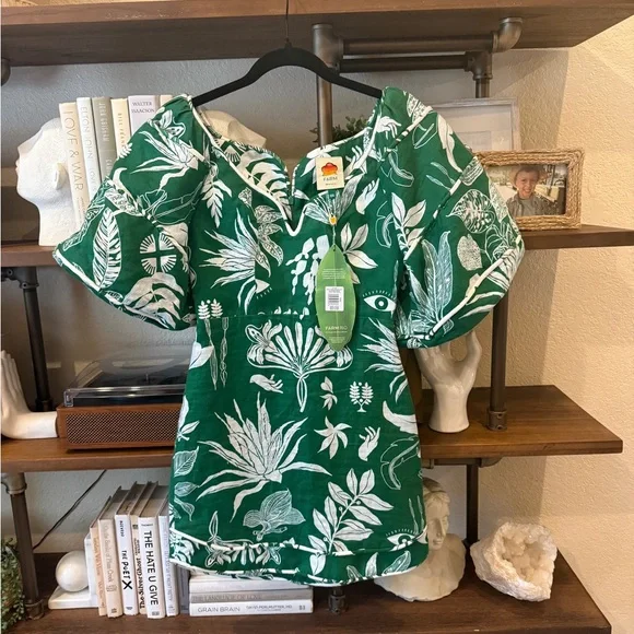 🆕 Farm Rio Forest Soul Linen Mini Dress - Picture 8 of 11